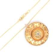 14kt Yellow gold mine cut diamond pendant on chain necklace