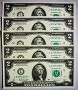 (5) Superb Crisp 2017A $2 Star Replacement Notes San Francisco-Consecutive!