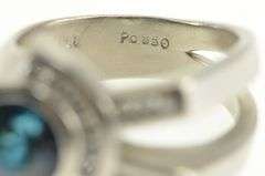 Palladium 4.18 Ctw Blue Zircon Diamond Geometric Ring