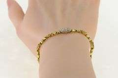 18K Yellow Gold 1.40 Ctw Diamond Link Vintage Tennis Bracelet