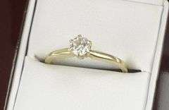 10K Yellow Gold 0.44 Ct Diamond Classic Solitaire Engagement Ring