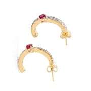 18 Kt Gold Plated Ruby and 20 Diamond Earrings