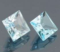 VS clarity 9.28ct princess cut Topaz pair