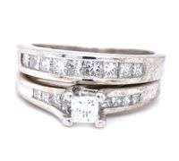 14kt White gold 0.90ctw princess cut channel set wedding set