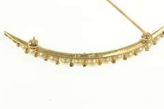 14K Yellow Gold Victorian Ornate Pearl Crescent Moon Pin/Brooch