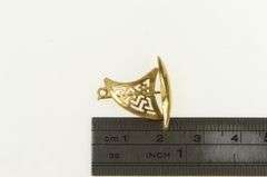 18K Yellow Gold 3D Greek Wave Pattern Sail Boat Charm/Pendant