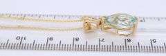 14kt Yellow gold 3.60ct Pear shaped Aquamarine and diamond accent pendant on chain