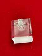 CERTIFIED 14K WHITE GOLD DIAMOND SOLITAIRE RING . 1.04 CARAT