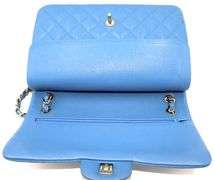 CHANEL Blue Quilted Jumbo Classic Double Flap, Caviar Leather Shoulder Bag W/ Dustbag & Card