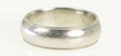 Platinum 6.9mm Milgrain Men's Wedding Band Ring