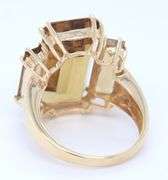 14kt Yellow gold Emerald cut quartz ring