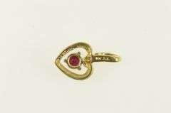 10K Yellow Gold Heart Ruby Diamond Accent Vintage Pendant