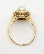 Estate 14K YG Pearl and Garnet Ring