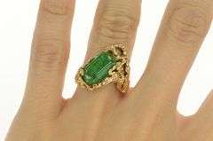 14K Yellow Gold 1960's Emerald Abstract Tree Branch Root Ring