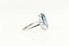10K White Gold Pear Blue Topaz Tear Drop Solitaire Statement Ring