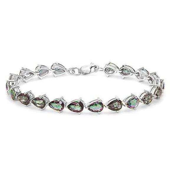 8CARAT (24 PCS) PEAR SHAPE RAINBOW MYSTIC AMETHYST 925 STERLING SILVER BRACELET