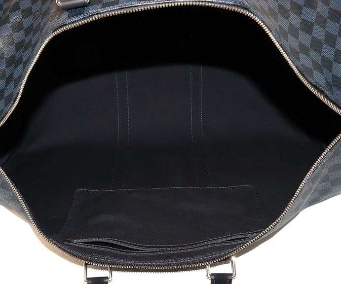 Louis Vuitton, Keepall Bandouliere 55 Damier Cobalt Canvas Bag W/ Box