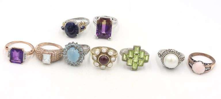 Group lot of 9 Vintage 925 sterling silver rings