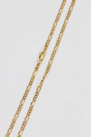 14k Yellow Gold-Hollow Figaro Link Chain 2.6mm Necklace 22"