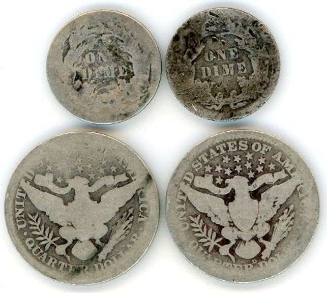 4 Different US Silver Coins: 1887-1913-D