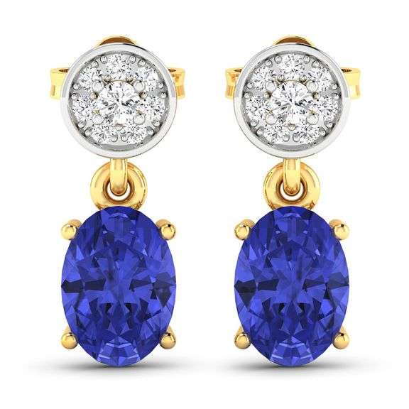 14KT Yellow Gold 1.24ctw Tanzanite and Diamond Earrings