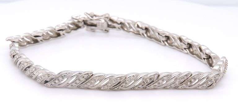Vintage 925 Sterling Silver Cubic Zirconia Bracelet