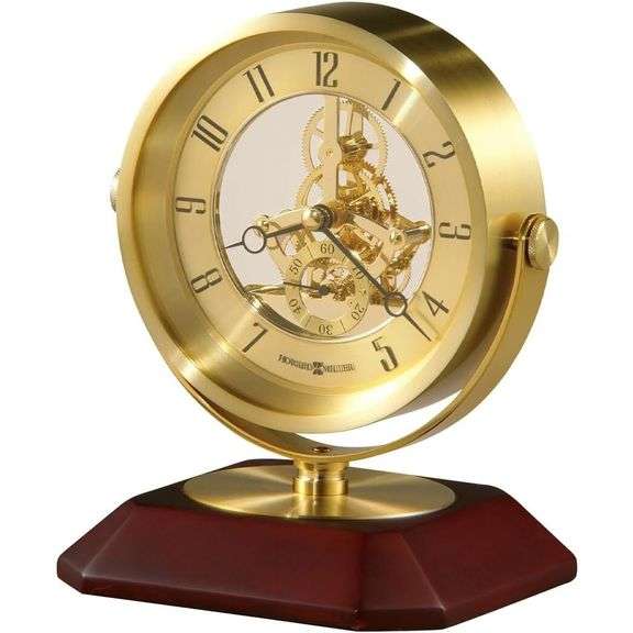 Brass Table Clock with Rosewood Base
