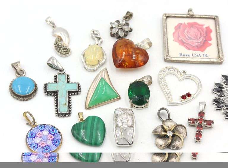 Group lot of Vintage 925 sterling silver pendants