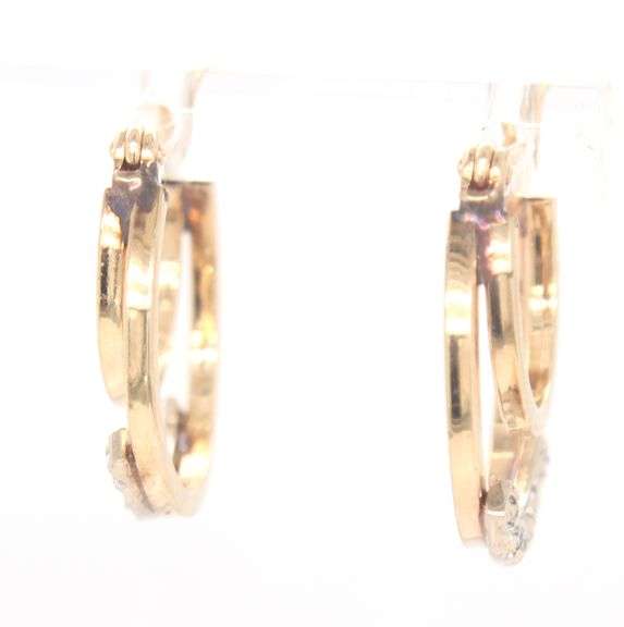 14kt Yellow gold double hoop diamond earrings