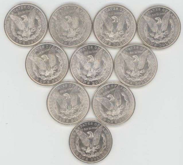 Ten (10) Diff Slider/BU Morgan Silver Dollars 1879 to 1899-O