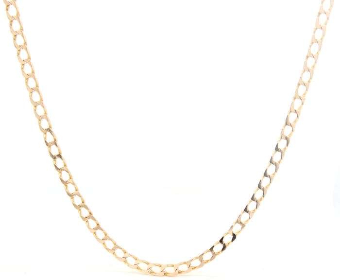 14kt Yellow gold square Cuban curb link chain