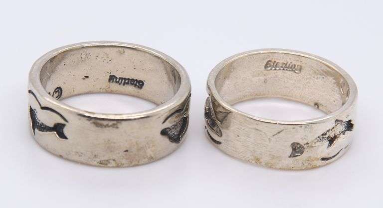 Group Lot of 2 Vintage 925 Sterling Silver Bands