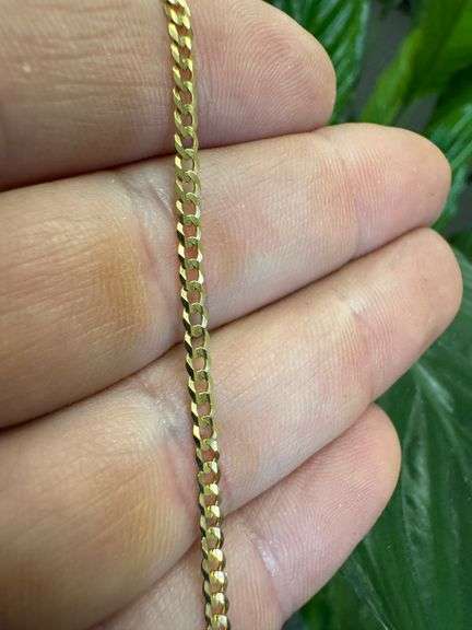 10k Yellow Gold Solid Curb Chain 3.2mm Link Necklace 18"