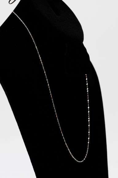 14k White Gold Solid Singapore Chain Rope Twisted Curb Link 1.4mm Necklace 20"