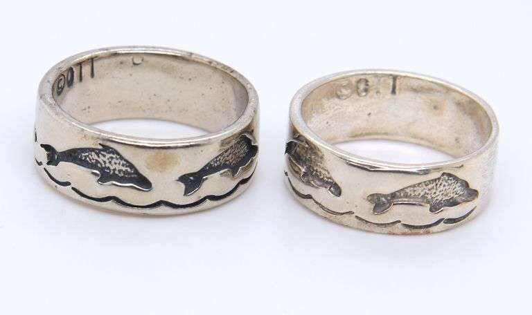 Group Lot of 2 Vintage 925 Sterling Silver Bands
