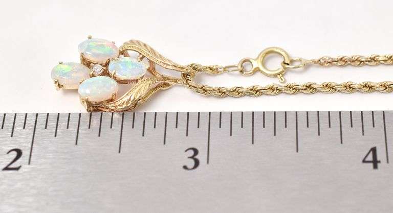 Precious Opal Pendant Necklace in 14K Yellow Gold