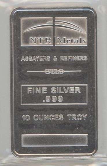 Nice NTR Metals 10 Troy Oz pure .999 fine silver bar in plastic