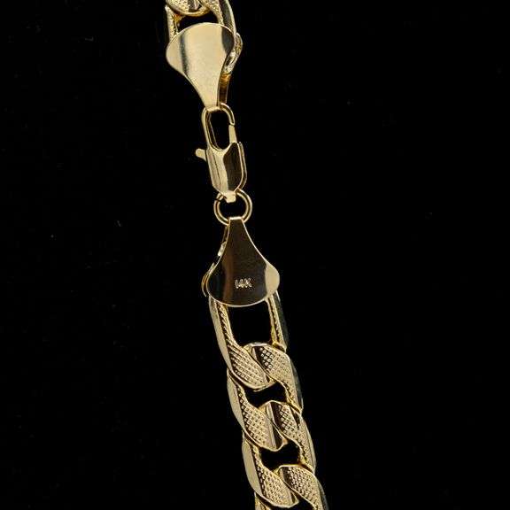 Huge 98.9 Gram 14Kt Gold Plate Figaro Link Necklace