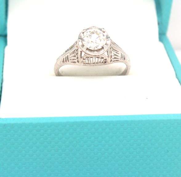 Vintage Platinum Diamond Filigree Ring