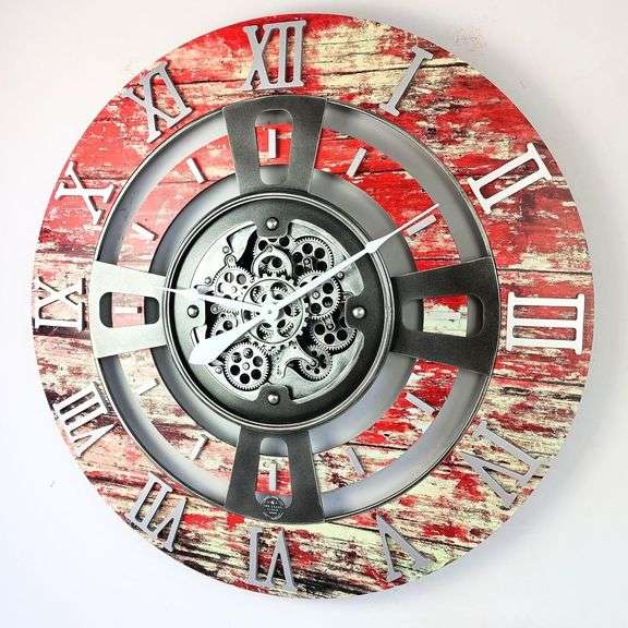 36-Inch Red Gears Wall Clock