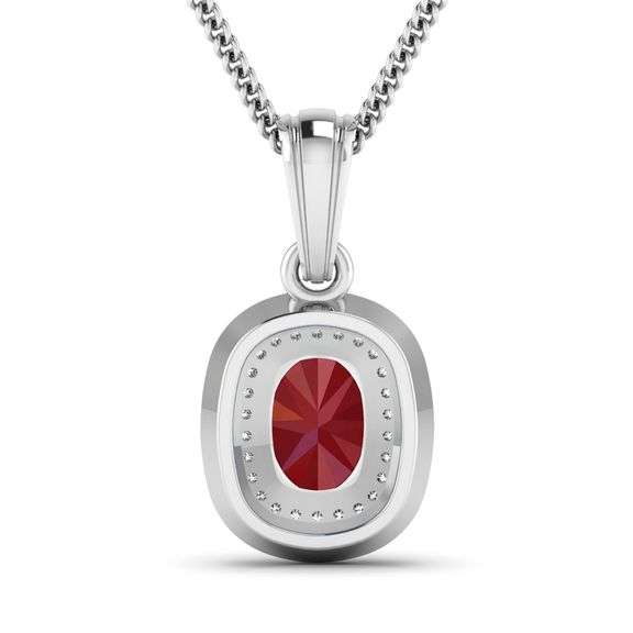 14KT White Gold 1.5ct Ruby and Diamond Pendant with Chain