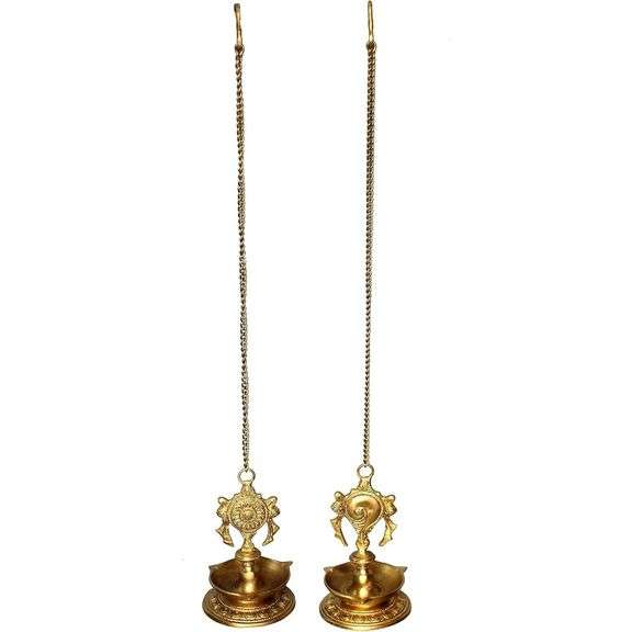 Pair of Hanging Oil Lamps Solid Brass