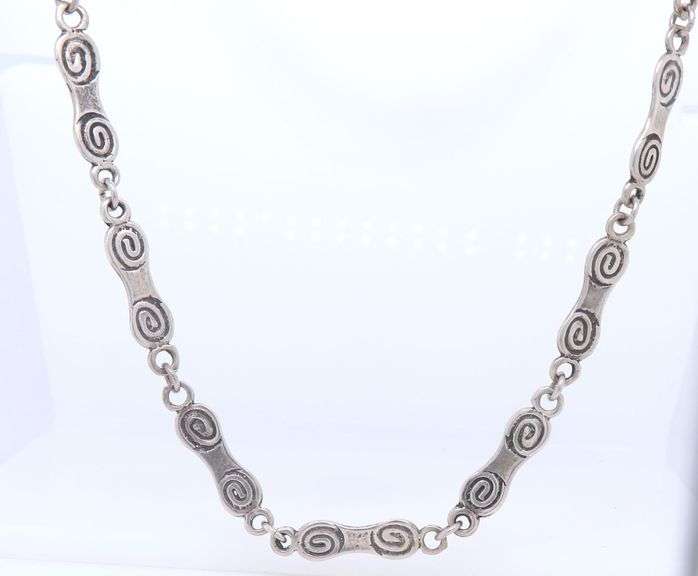 Vintage 925 Sterling Silver Bone Link Necklace