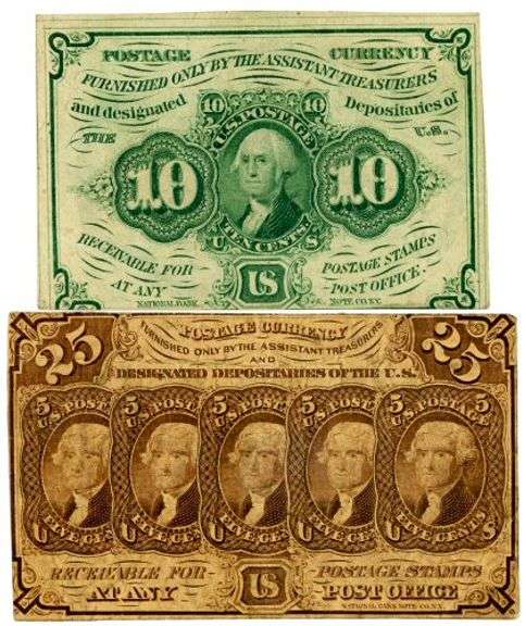 2 Different 1st Issue Fractional Currency Notes: 10¢ & 25¢