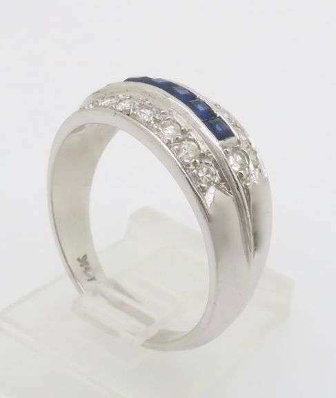 Vintage Diamond & Blue Sapphire Band Ring