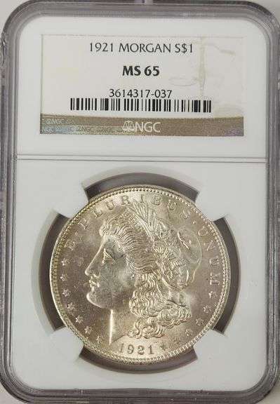 1921 Morgan Silver Dollar, NGC MS65