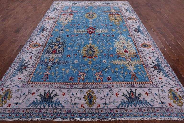 Turkish Angora Oushak Hand Knotted Wool Rug