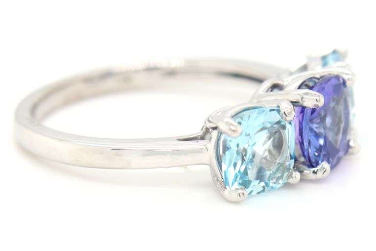 Fantastic White Gold Natural Tanzanite & Blue Topaz