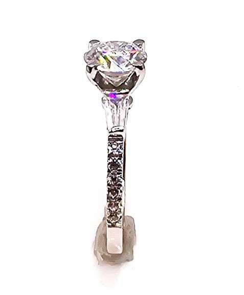 Sparkling 14 Kt White Gold Plated Lab Simulated Diamond Ring.