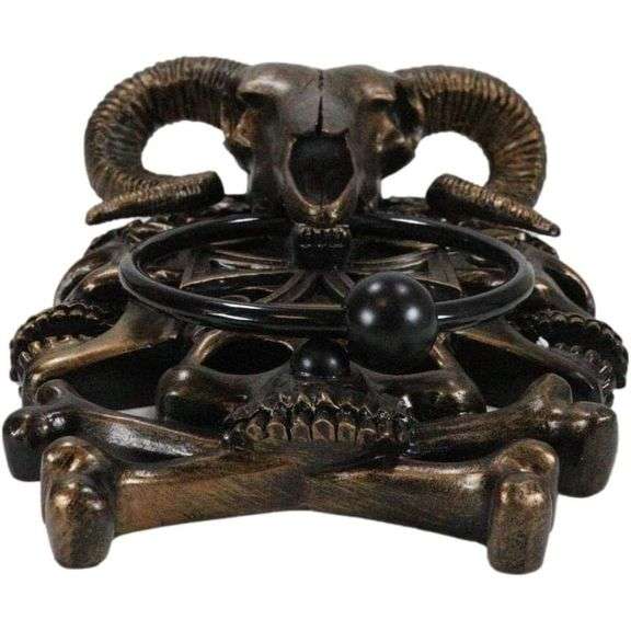 Horned Ram Skull Door Knocker with Crossed Bones